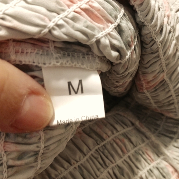 SALE Tube Tank Midi Dress Green Floral Smocked Tiered Spaghetti Strap Boho S/M - Picture 10 of 11